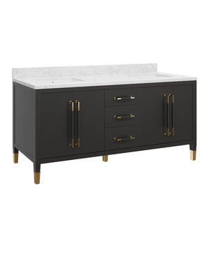 Currey & Company Verona 72 Inch Double Sink Bathroom Vanity with Linen Cabinet and Carrara Marble Top 3800-0021