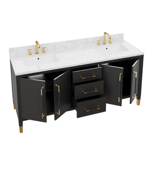 Currey & Company Verona 72 Inch Double Sink Bathroom Vanity with Linen Cabinet and Carrara Marble Top 3800-0021