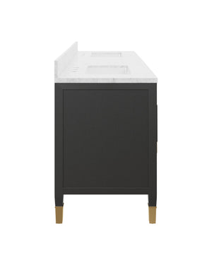 Currey & Company Verona 72 Inch Double Sink Bathroom Vanity with Linen Cabinet and Carrara Marble Top 3800-0021