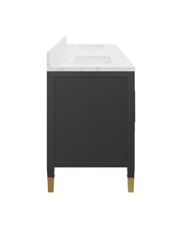 Currey & Company Verona 72 Inch Double Sink Bathroom Vanity with Linen Cabinet and Carrara Marble Top 3800-0021