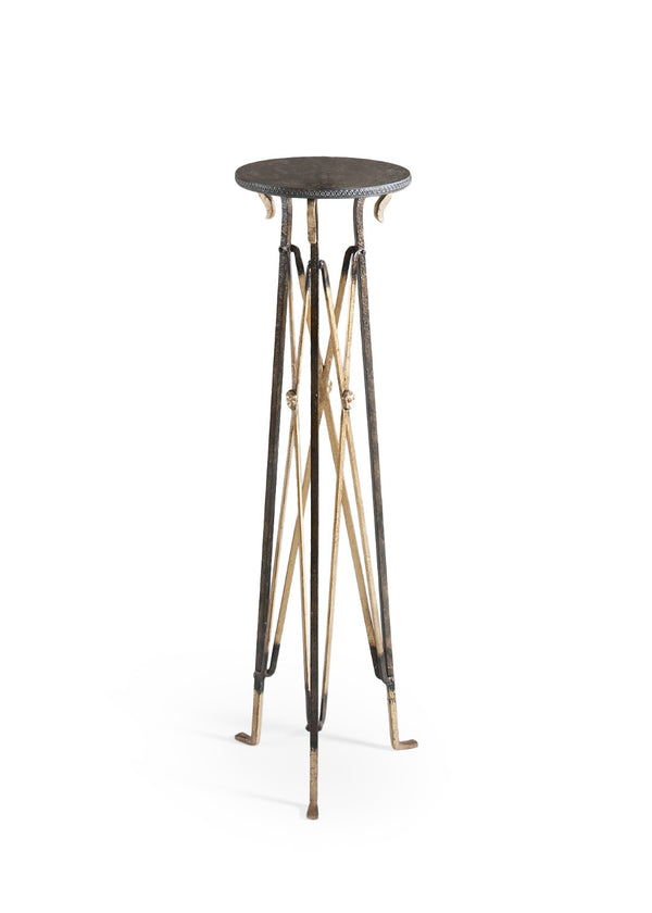 Chelsea House Churchill Etched Brass Pedestal Stand 40"H — Slim Gold Metal Display For Sculptures, Plants, Gallery Decor 380009