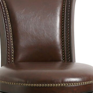 HomeRoots 25" Stylish Walnut Faux Leather Swivel Bar Chair with Solid Wood Frame for Modern Dining Spaces 380012