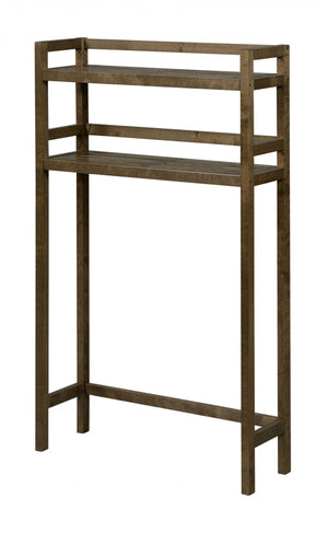 Homeroots 48" Chestnut Finish 2 Tier Solid Wood Over Toilet Organizer   380013