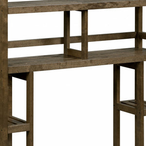 Homeroots Chestnut Finish 2 Tier Solid Wood Over Toilet Organizer   380014