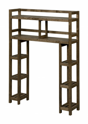 Homeroots Chestnut Finish 2 Tier Solid Wood Over Toilet Organizer   380014