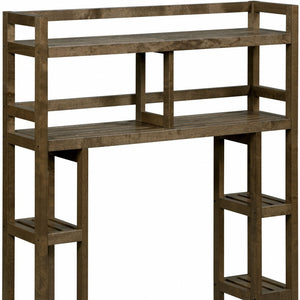 Homeroots Chestnut Finish 2 Tier Solid Wood Over Toilet Organizer   380014