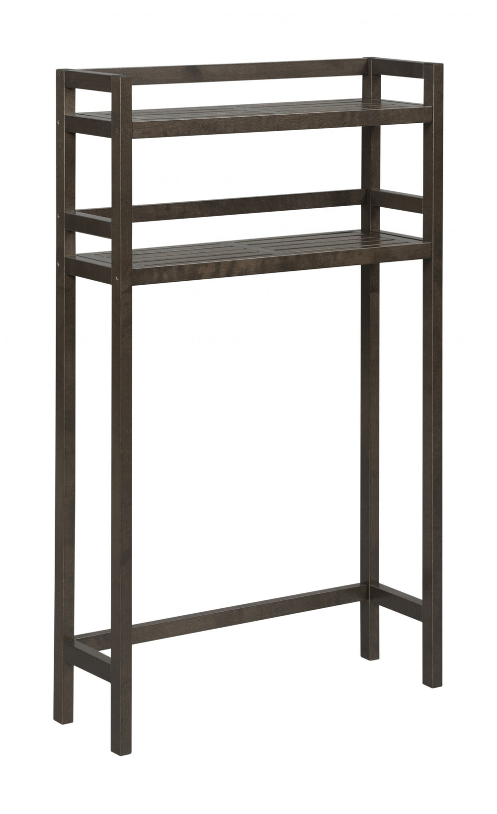 Homeroots 48" Espresso Finish 2 Tier Solid Wood Over Toilet Organizer   380015