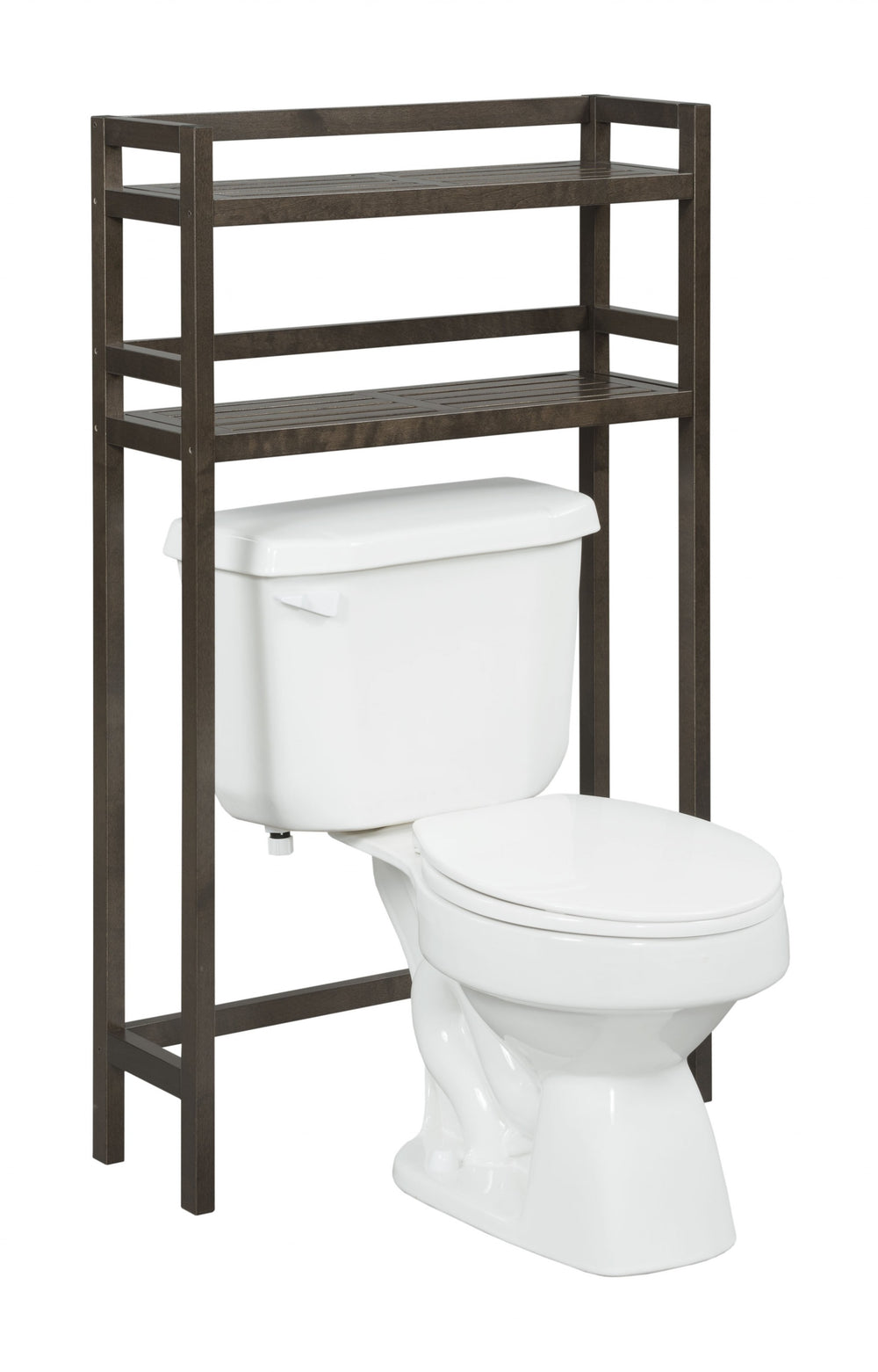 Homeroots 48" Espresso Finish 2 Tier Solid Wood Over Toilet Organizer   380015