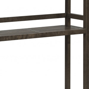 Homeroots 48" Espresso Finish 2 Tier Solid Wood Over Toilet Organizer   380015
