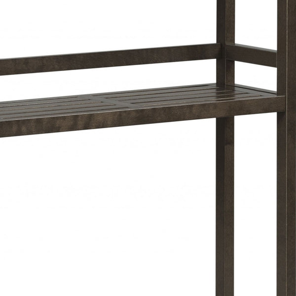 Homeroots 48" Espresso Finish 2 Tier Solid Wood Over Toilet Organizer   380015