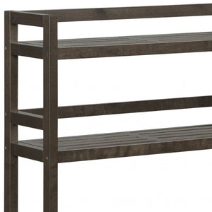 Homeroots 48" Espresso Finish 2 Tier Solid Wood Over Toilet Organizer   380015