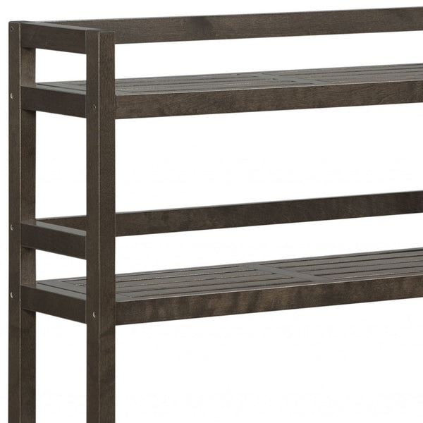 Homeroots 48" Espresso Finish 2 Tier Solid Wood Over Toilet Organizer   380015