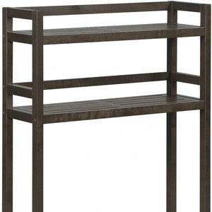 Homeroots 48" Espresso Finish 2 Tier Solid Wood Over Toilet Organizer   380015