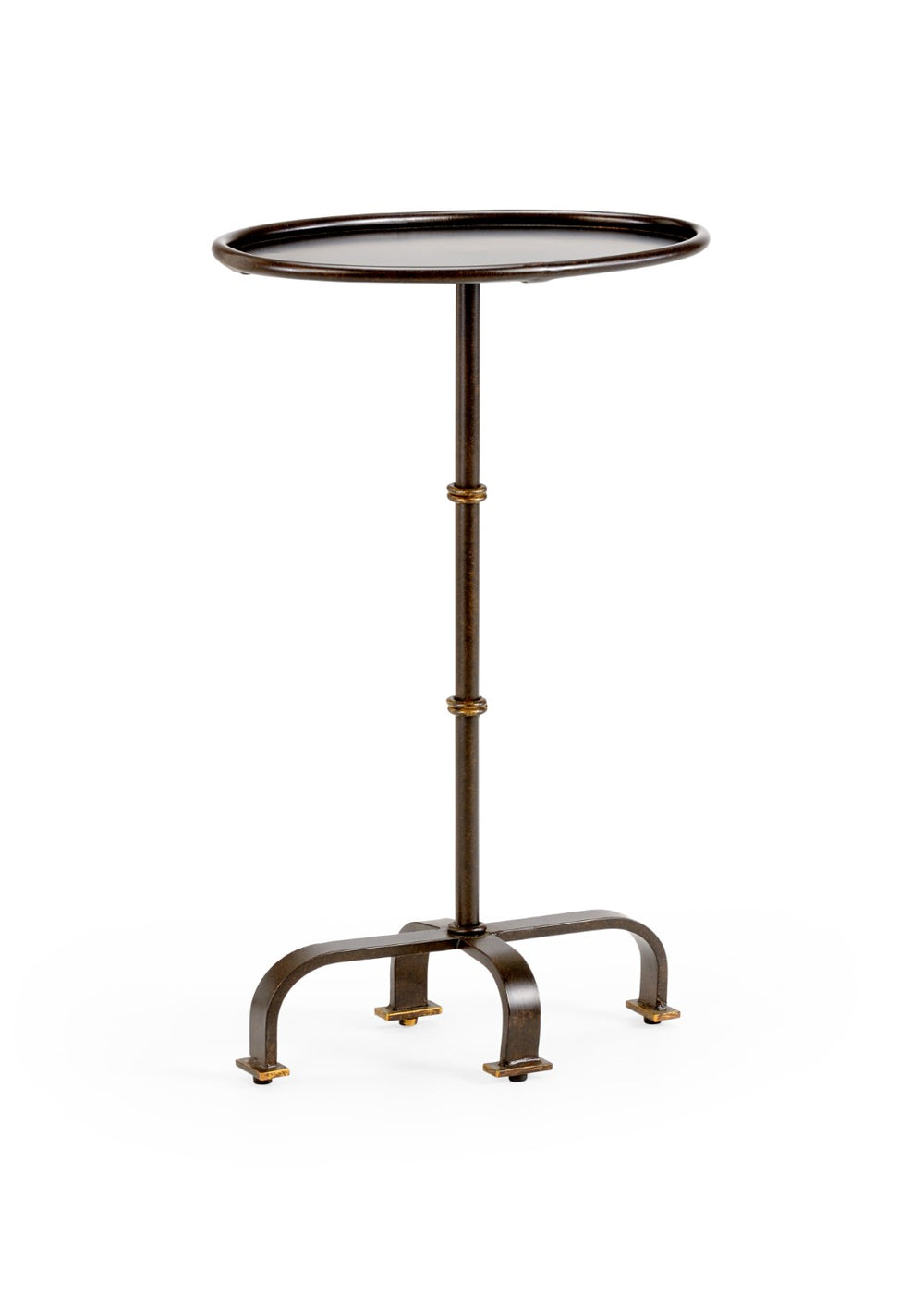 Chelsea House Magnolia Dark Brown Side Table With Polished Gold Accents — Compact 26" H Metal Accent Table For Living Rooms 380016