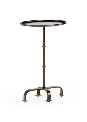 Chelsea House Magnolia Dark Brown Side Table With Polished Gold Accents — Compact 26" H Metal Accent Table For Living Rooms 380016