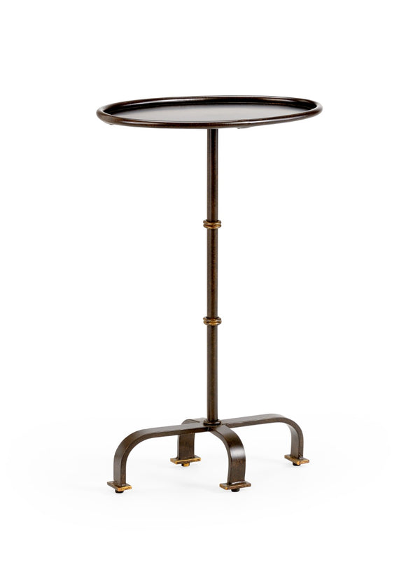 Chelsea House Magnolia Dark Brown Side Table With Polished Gold Accents — Compact 26" H Metal Accent Table For Living Rooms 380016