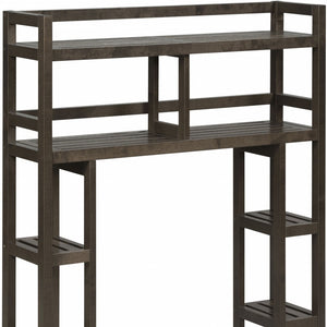 Homeroots Espresso Finish 2 Tier Solid Wood Over Toilet Organizer   380018