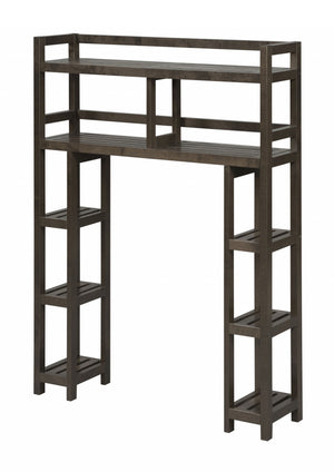 Homeroots Espresso Finish 2 Tier Solid Wood Over Toilet Organizer   380018