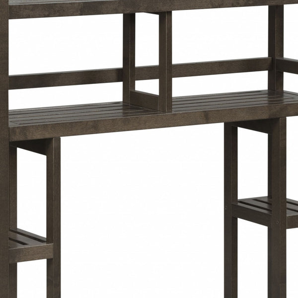 Homeroots Espresso Finish 2 Tier Solid Wood Over Toilet Organizer   380018