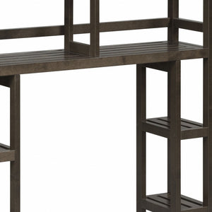 Homeroots Espresso Finish 2 Tier Solid Wood Over Toilet Organizer   380018