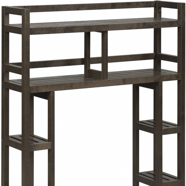 Homeroots Espresso Finish 2 Tier Solid Wood Over Toilet Organizer   380018