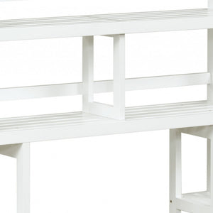 Homeroots White Finish 2 Tier Solid Wood Over Toilet Organizer   380020