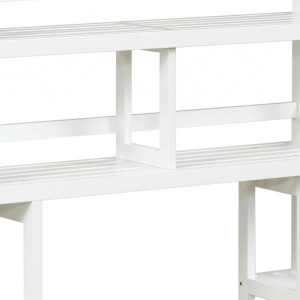 Homeroots White Finish 2 Tier Solid Wood Over Toilet Organizer   380020