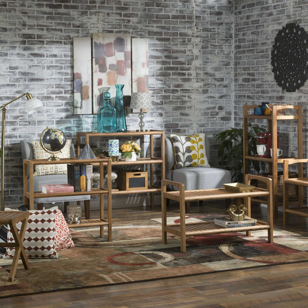 Homeroots Walnut Versatile Shoe Rack Shelving Unit  Wood 380024