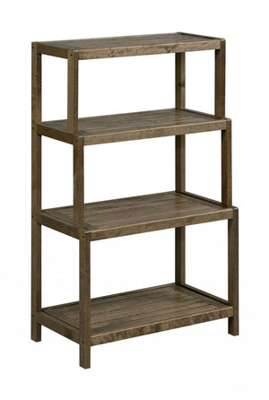 Homeroots 37" Chestnut Solid Wood Four Tier Step Bookcase   380029