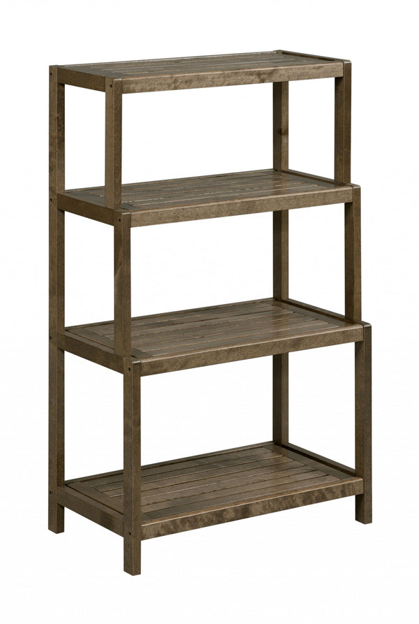 Homeroots 37" Chestnut Solid Wood Four Tier Step Bookcase   380029