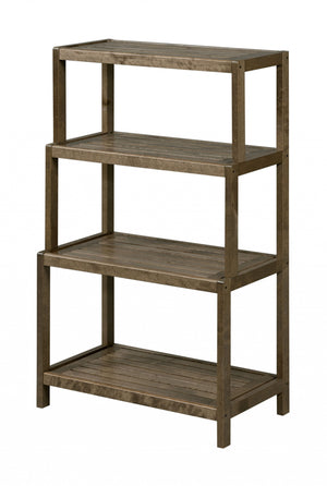 Homeroots 37" Chestnut Solid Wood Four Tier Step Bookcase   380029