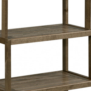 Homeroots 37" Chestnut Solid Wood Four Tier Step Bookcase   380029
