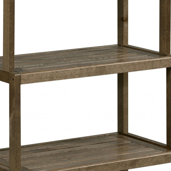 Homeroots 37" Chestnut Solid Wood Four Tier Step Bookcase   380029