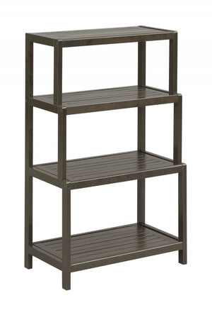 Homeroots 37" Espresso Solid Wood Four Tier Step Bookcase   380030