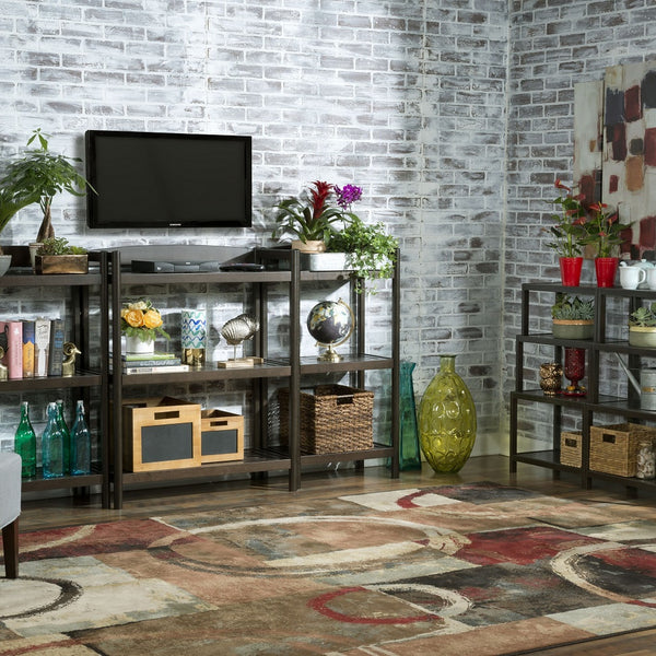 Homeroots 37" Espresso Solid Wood Four Tier Step Bookcase   380030