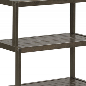 Homeroots 37" Espresso Solid Wood Four Tier Step Bookcase   380030