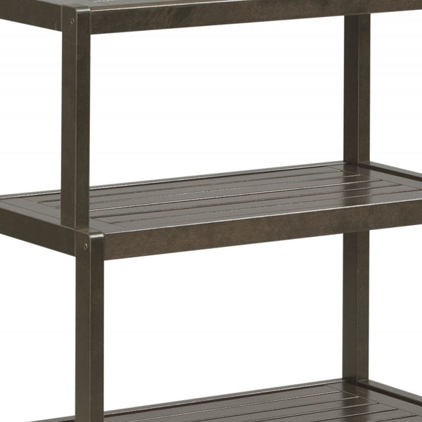 Homeroots 37" Espresso Solid Wood Four Tier Step Bookcase   380030