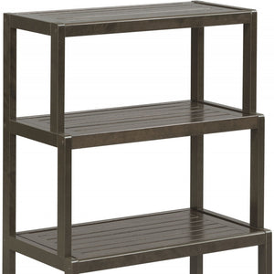 Homeroots 37" Espresso Solid Wood Four Tier Step Bookcase   380030