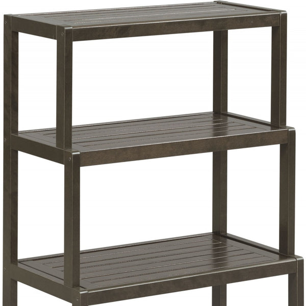 Homeroots 37" Espresso Solid Wood Four Tier Step Bookcase   380030
