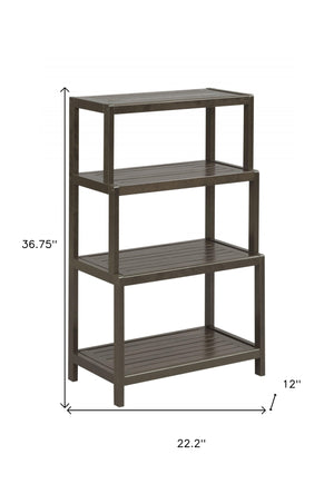 Homeroots 37" Espresso Solid Wood Four Tier Step Bookcase   380030