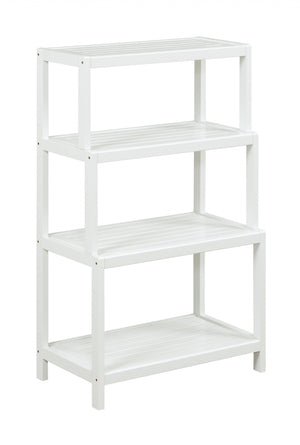Homeroots 37" White Solid Wood Four Tier Step Bookcase   380031