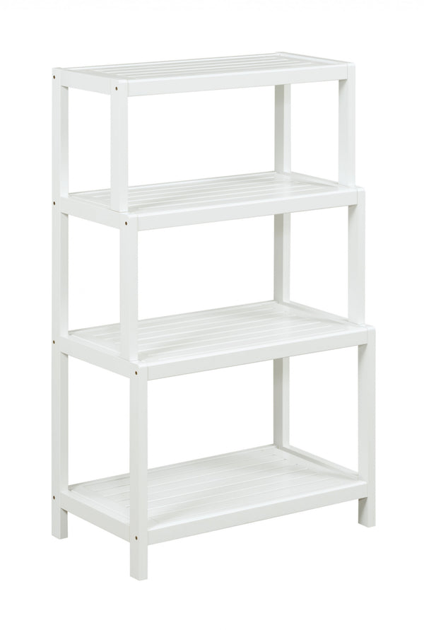 Homeroots 37" White Solid Wood Four Tier Step Bookcase   380031