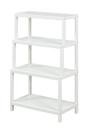 Homeroots 37" White Solid Wood Four Tier Step Bookcase   380031