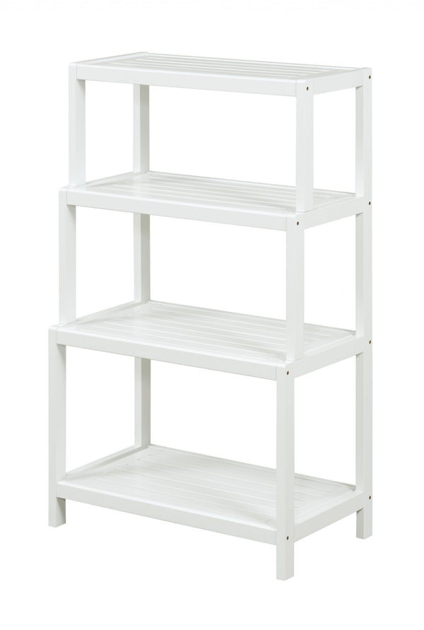 Homeroots 37" White Solid Wood Four Tier Step Bookcase   380031