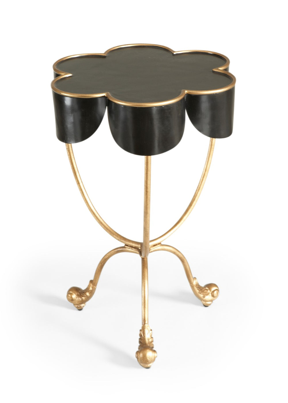 Chelsea House Seville Matte Black Accent Table With Antique Gold Trim — Compact Round Side Table For Small Spaces 380035
