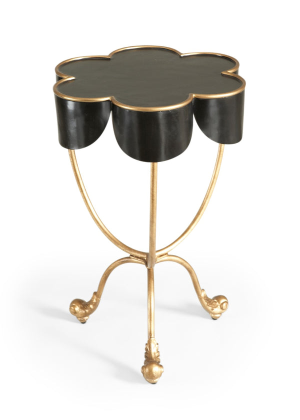Chelsea House Seville Matte Black Accent Table With Antique Gold Trim — Compact Round Side Table For Small Spaces 380035