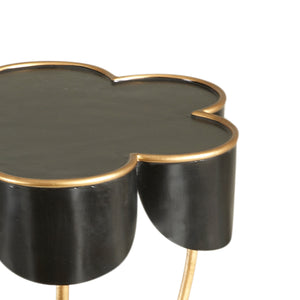 Chelsea House Seville Matte Black Accent Table With Antique Gold Trim — Compact Round Side Table For Small Spaces 380035