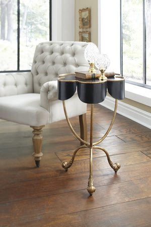Chelsea House Seville Matte Black Accent Table With Antique Gold Trim — Compact Round Side Table For Small Spaces 380035
