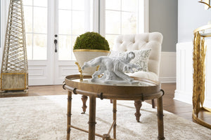 Chelsea House Gold Bamboo Cocktail Table Antique Gold Bamboo-Style Metal Base With Tempered Glass Top, 18"H 380040