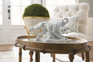 Chelsea House Gold Bamboo Cocktail Table Antique Gold Bamboo-Style Metal Base With Tempered Glass Top, 18"H 380040